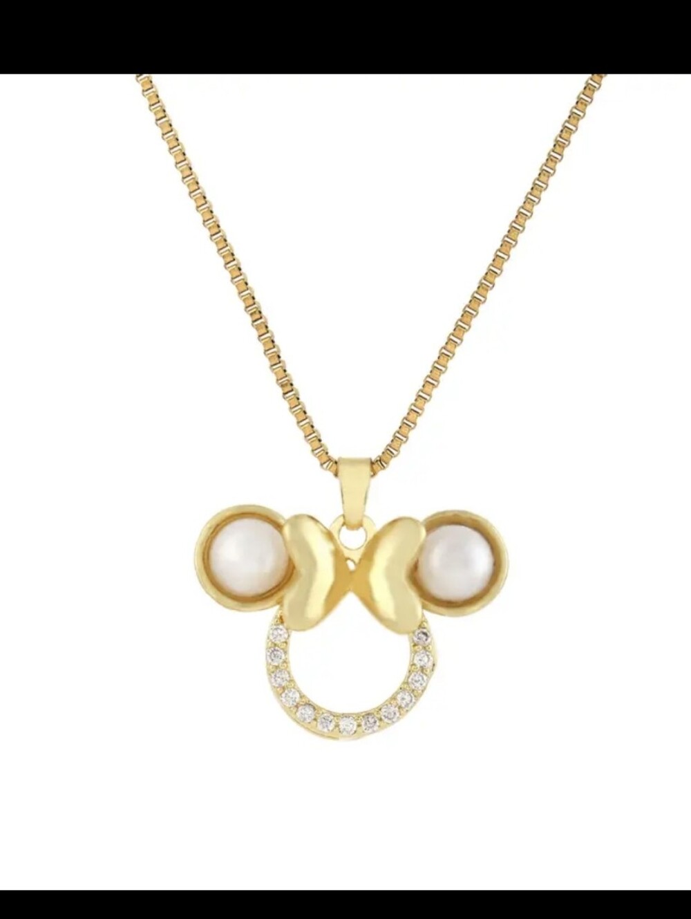 Gold Plated Diamond Minnie Mouse Necklace - Picture 2 of 5